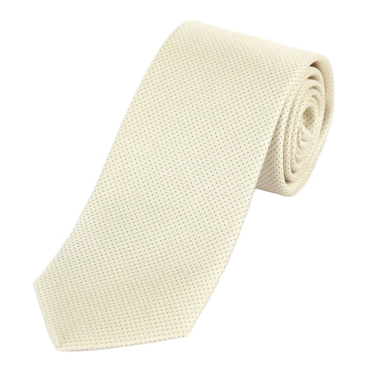 Ivory Pure Silk Micro Spotted Satin Weave Silk Tie
