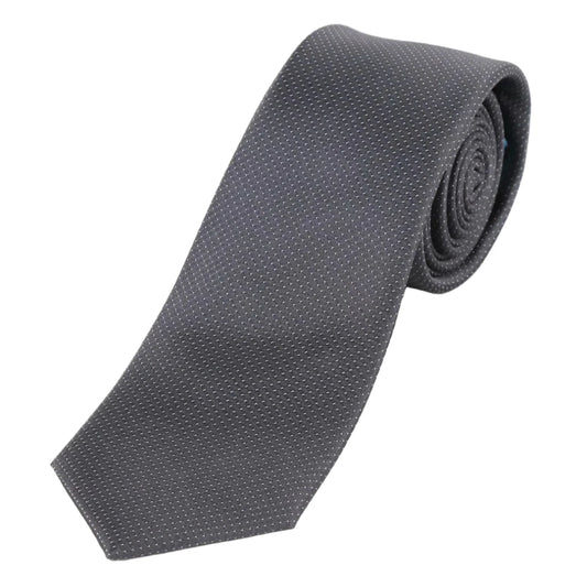 Charcoal Pure Silk Micro Spotted Satin Weave Silk Tie