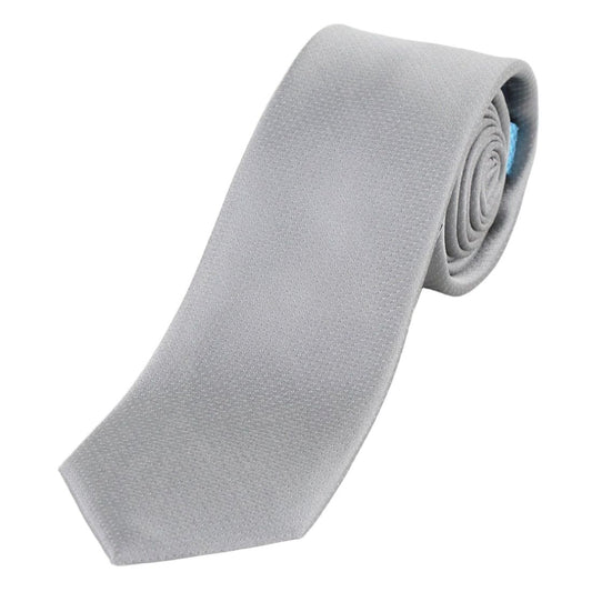 Silver Pure Silk Micro Spotted Satin Weave Silk Tie