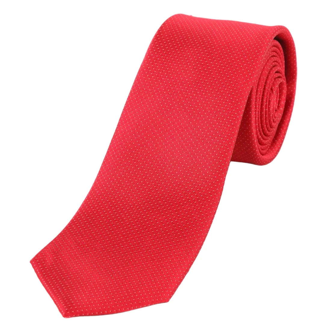 Red Pure Silk Micro Spotted Satin Weave Silk Tie