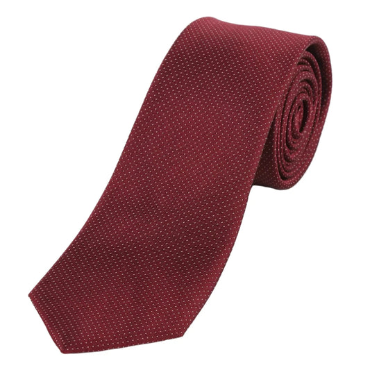 Burgundy Pure Silk Micro Spotted Satin Weave Silk Tie