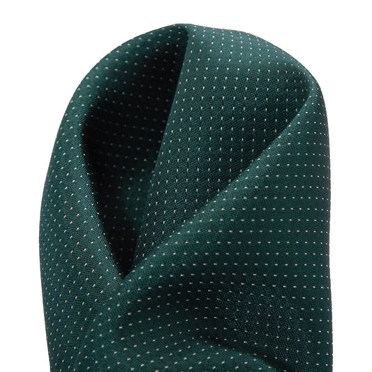 Dark Green Pure Silk Micro Spotted Satin Weave Pocket Square