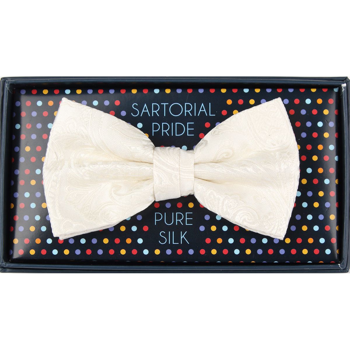 Off White Pure Silk Paisley Weave Bow Tie