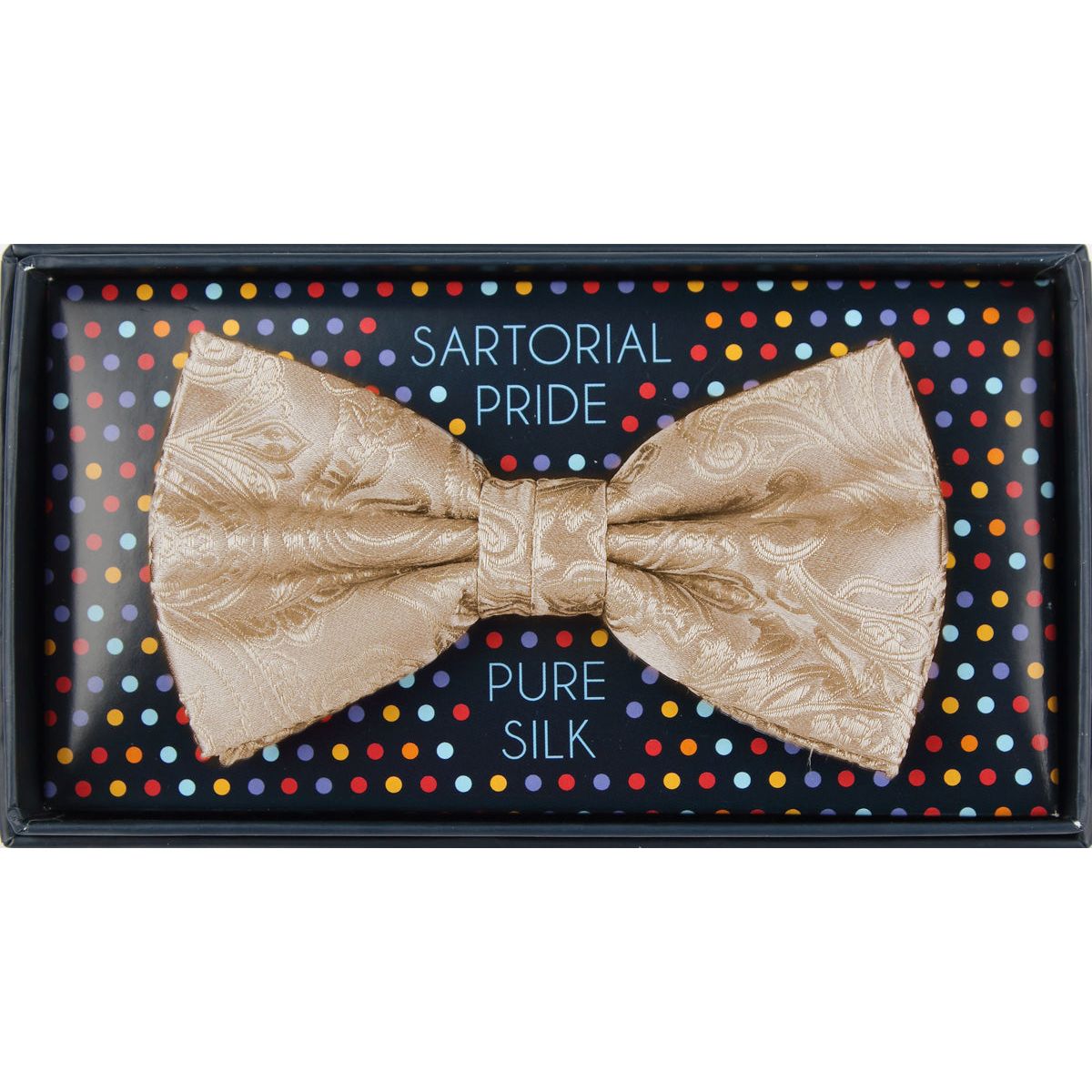 Taupe Pure Silk Paisley Weave Bow Tie