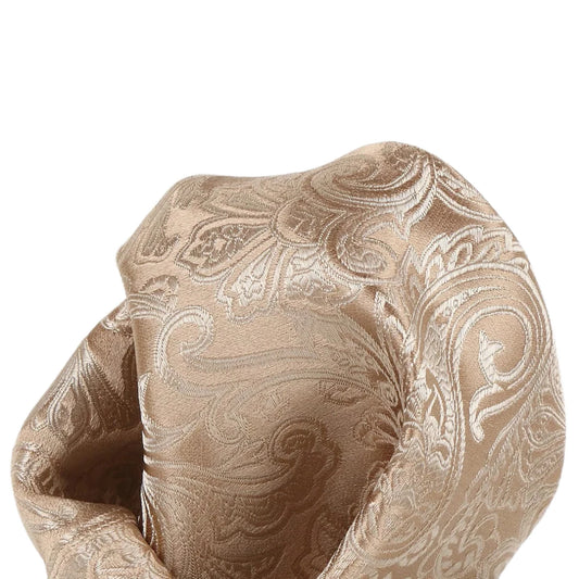 Taupe Pure Silk Paisley Weave Pocket Square