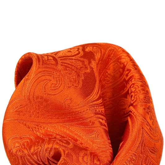 Orange Pure Silk Paisley Weave Pocket Square