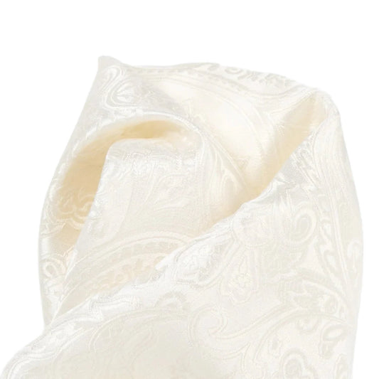 Off White Pure Silk Paisley Weave Pocket Square