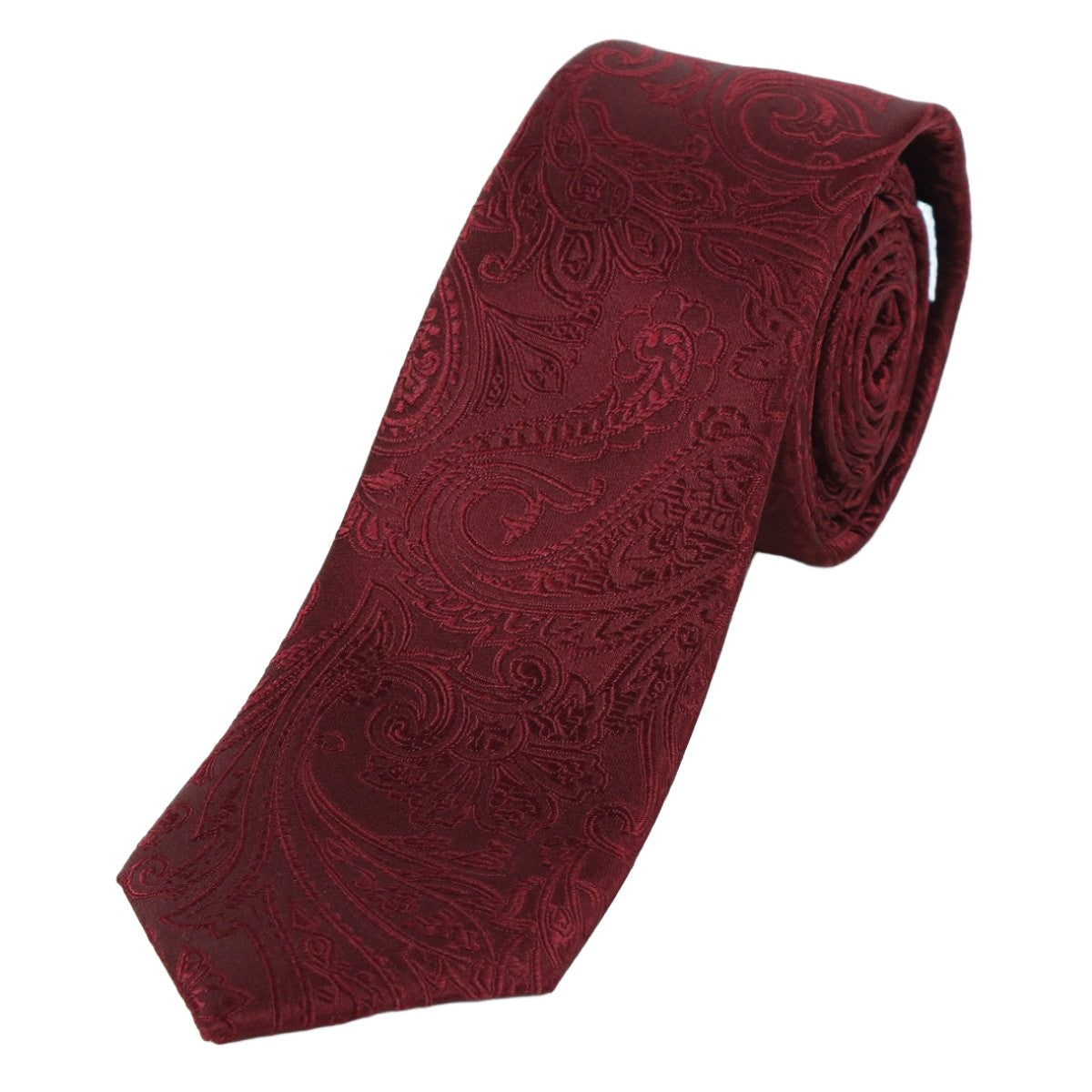 Burgundy Pure Silk Paisley Weave Neck Tie