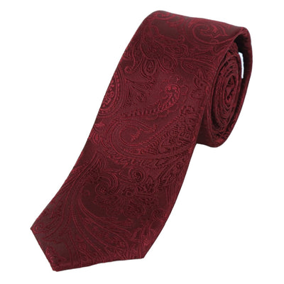 Burgundy Pure Silk Paisley Weave Neck Tie
