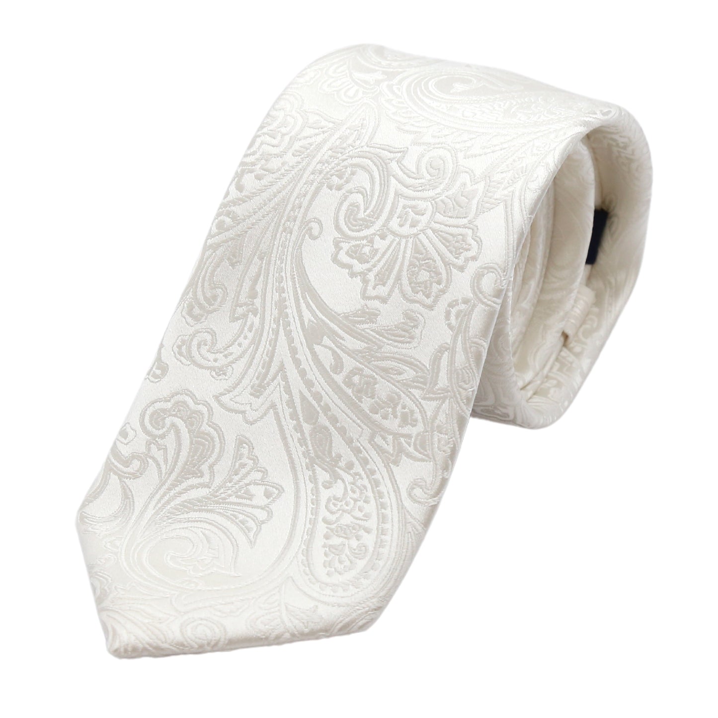 Off White Pure Silk Paisley Weave Neck Tie
