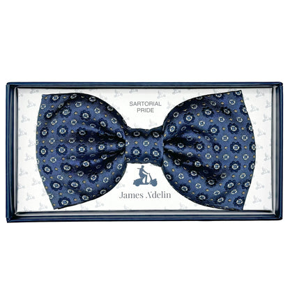Slate Blue Italian Mens Silk Geometric Weave Pre-Tied Bow Ties