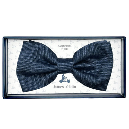 Slate Blue Italian Luxury Mens Silk Textured Weave Pre-Tied Bow Tie