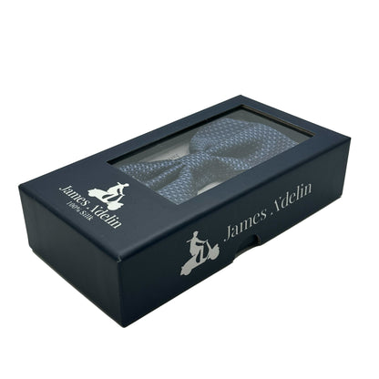 Slate Blue Italian Luxury Mens Silk Subtle Textured Weave Pre-Tied Bow Tie