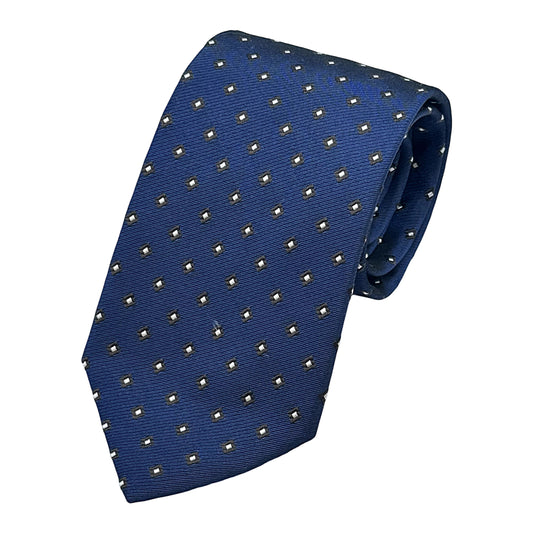 Navy/Brown Italian Mens Silk Geometric Weave Neck Ties