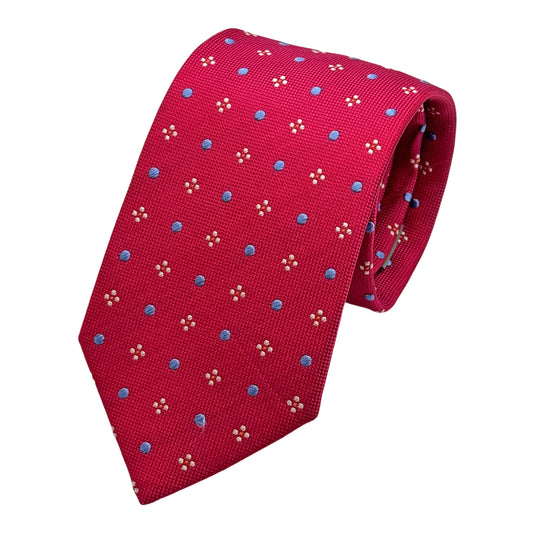 Hot Pink Options Italian Mens Silk Textured Geometric Weave Neck Ties