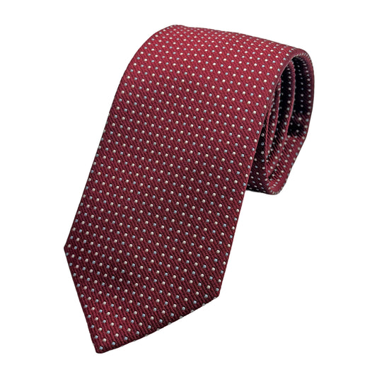 Burgundy Italian Mens Silk Mini Geometric Weave Neck Tie