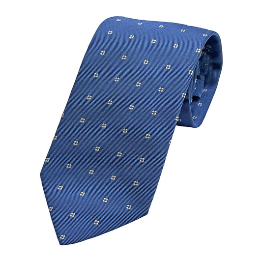 Mid Blue Italian Mens Silk Twill Weave Neck Tie