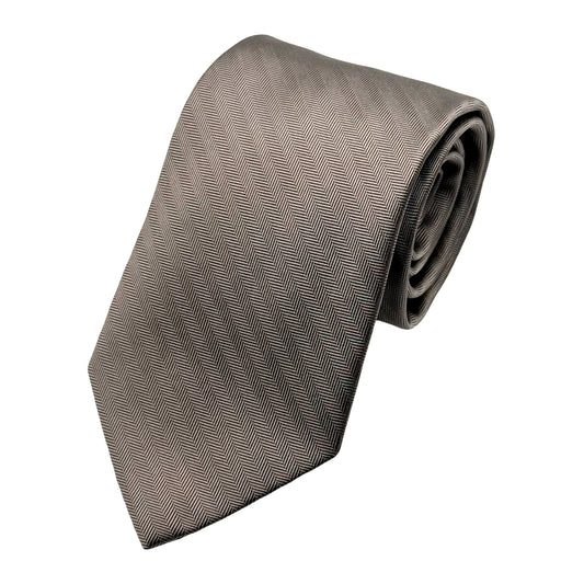 Taupe Italian Mens Silk Herringbone Weave Neck Tie