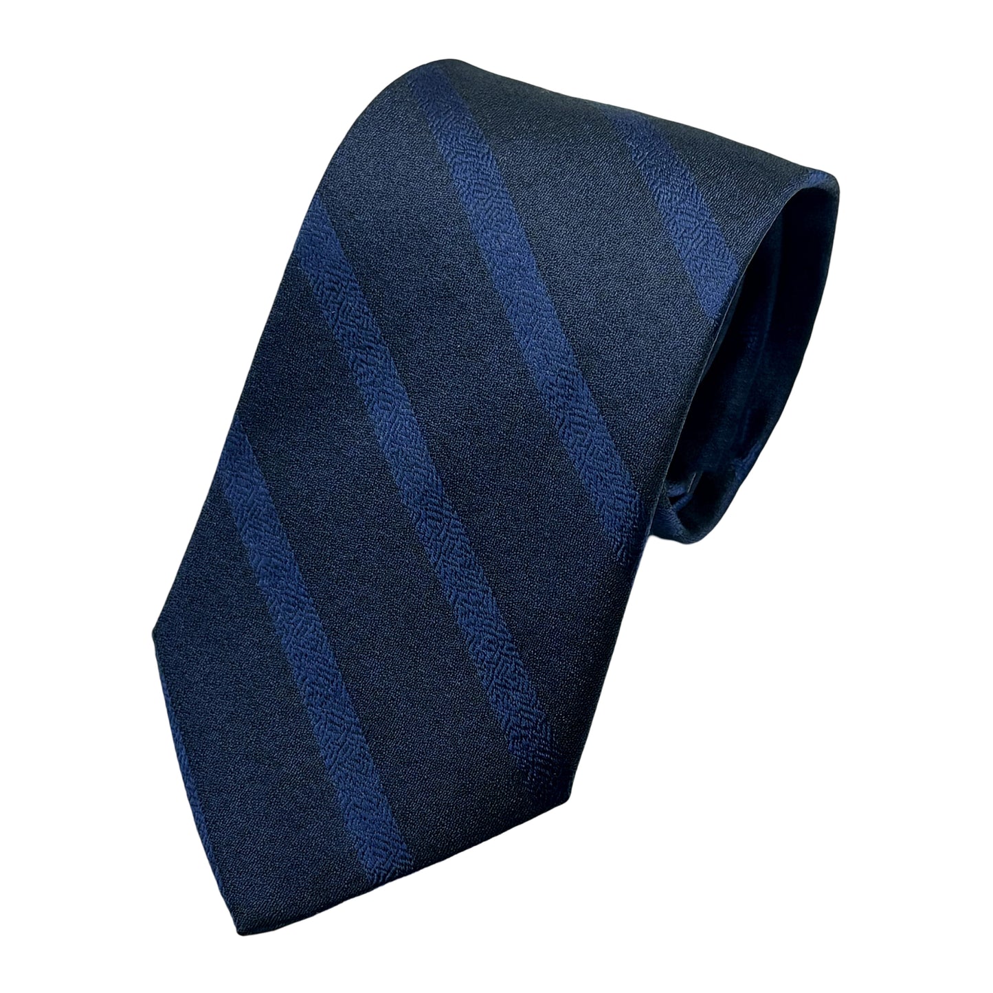Navy Italian Mens Silk Textured Striped Weave Neck Tie