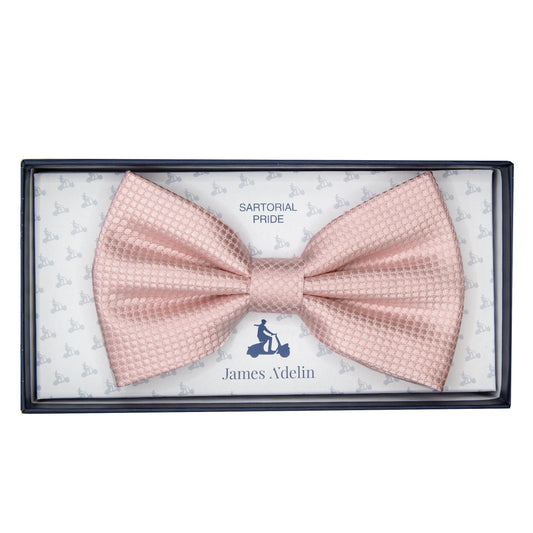 Soft Pink Pure Silk Textured Square Weave Bow Tie