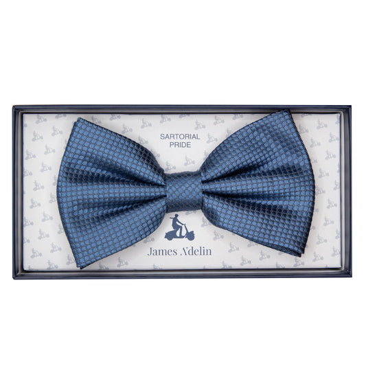 Slate Blue Pure Silk Textured Square Weave Bow Tie