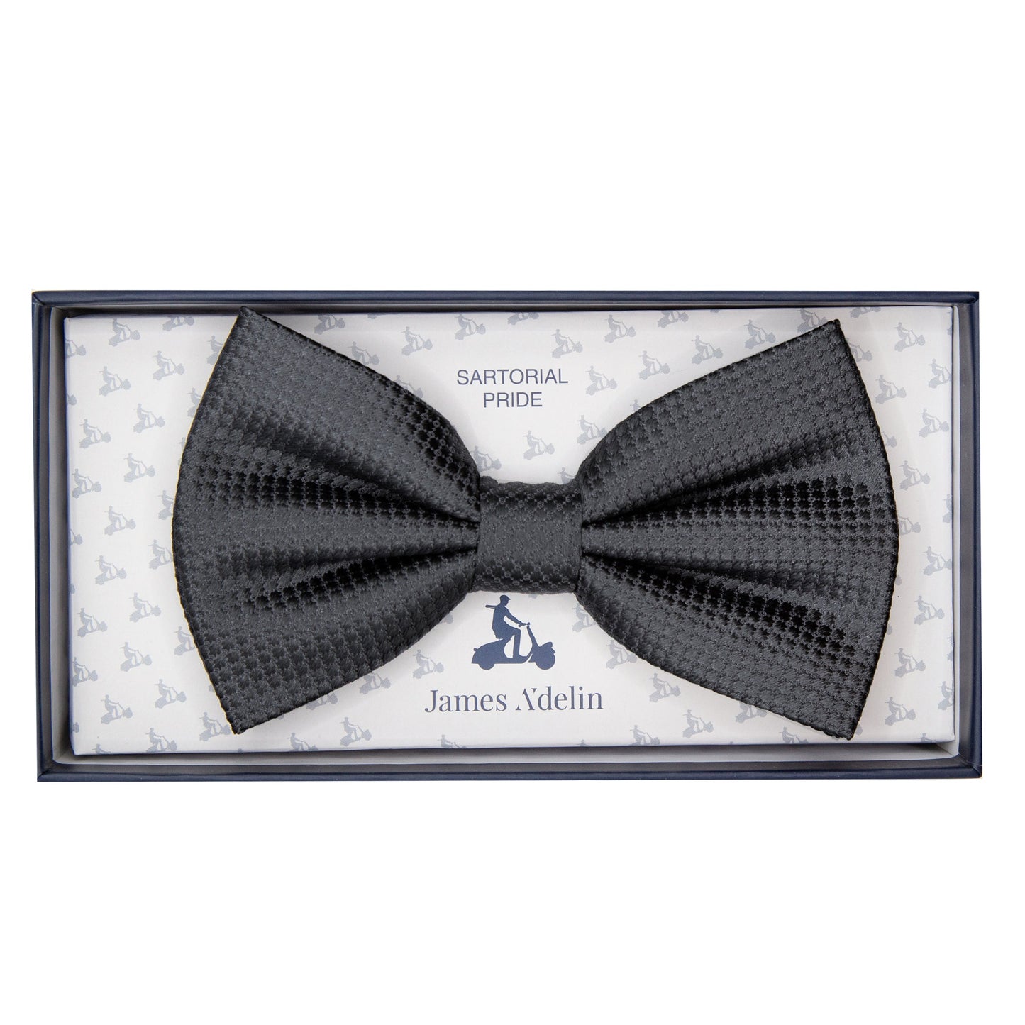 Charcoal Pure Silk Textured Square Weave Bow Tie