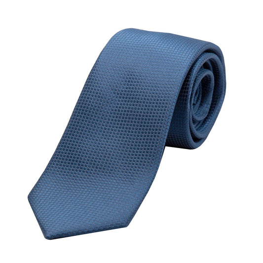Slate Blue Pure Silk Textured Square Weave Neck Tie