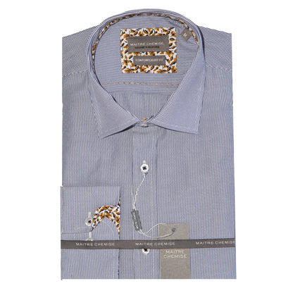 Blue Cotton Rich Ticking Stripe Long Sleeve Shirt