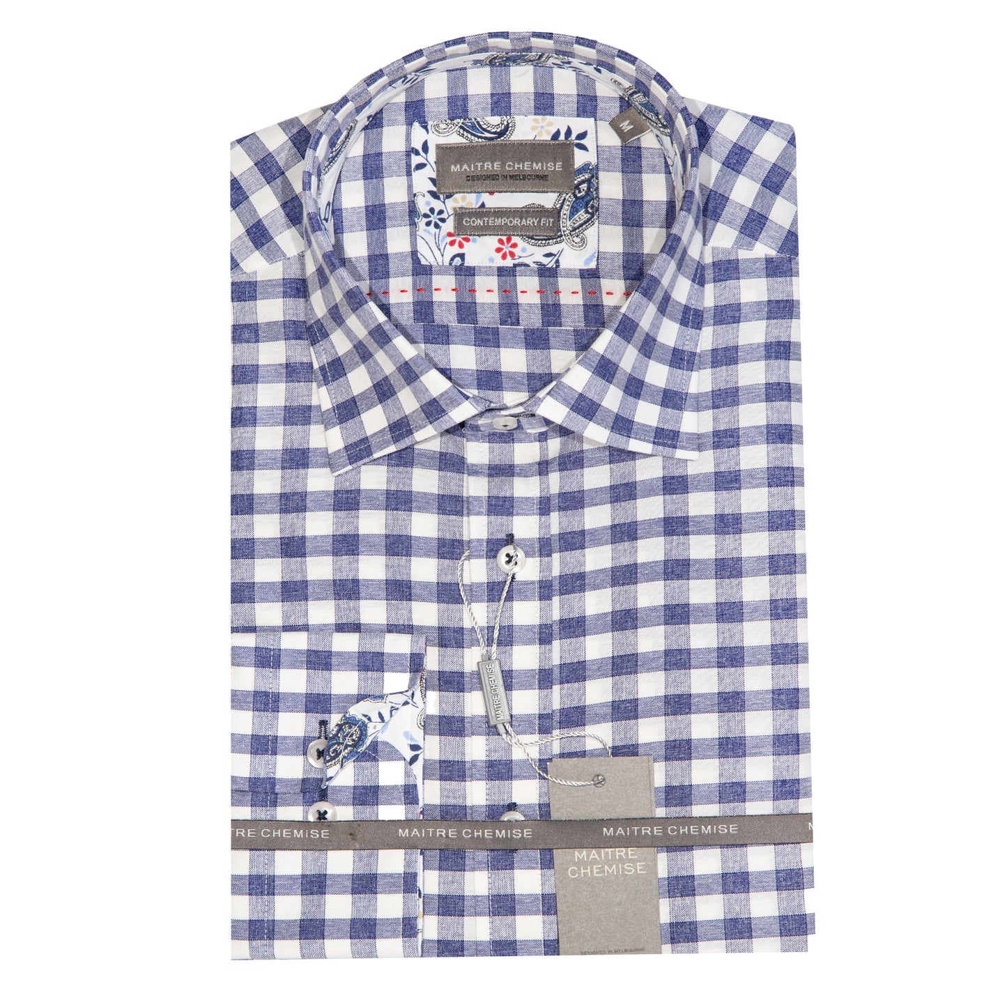 Blue/White Cotton Rich Bold Check Long Sleeve Shirt