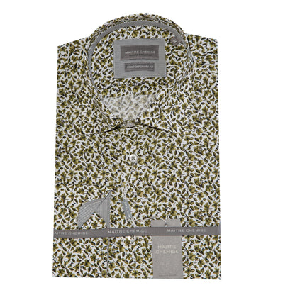 Green Cotton Rich Mini Floral Long Sleeve Shirt
