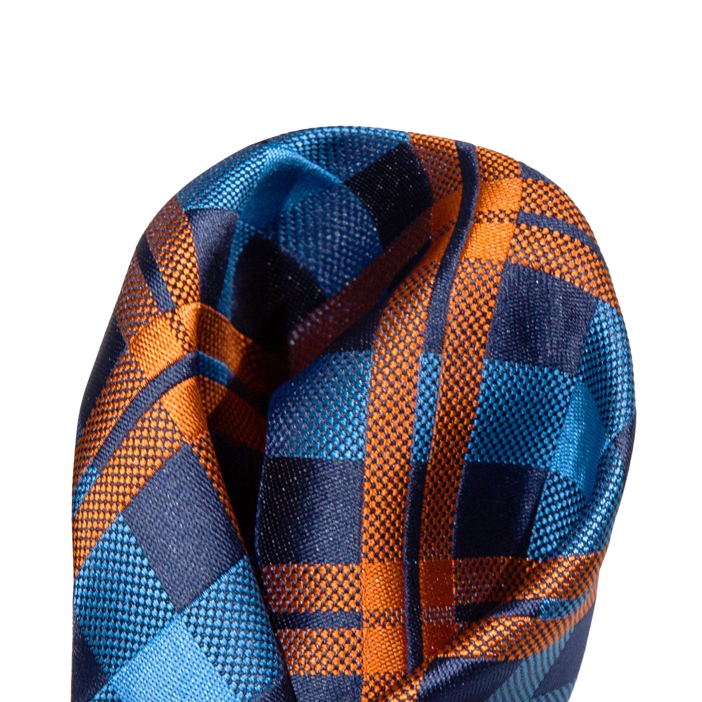 Turquoise/Navy/Orange Luxury Check Weave Pocket Square