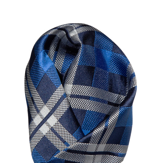 Royal/Navy/Silver Luxury Check Weave Pocket Square