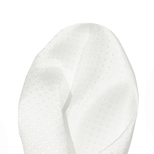 White Luxury Mini Spotted Weave Pocket Square