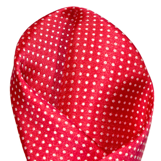 Red/White Luxury Mini Spotted Weave Pocket Square