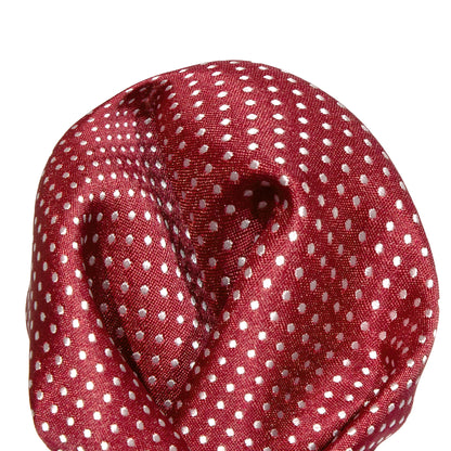 Burgundy/White Luxury Mini Spotted Weave Pocket Square