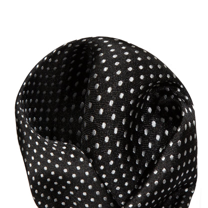 Black/White Luxury Mini Spotted Weave Pocket Square