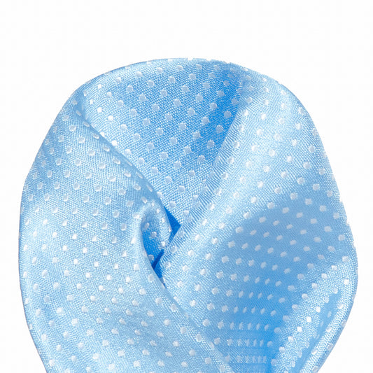 Sky/White Luxury Mini Spotted Weave Pocket Square