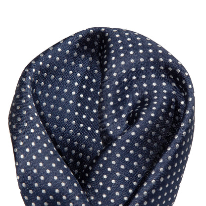 Navy/White Luxury Mini Spotted Weave Pocket Square