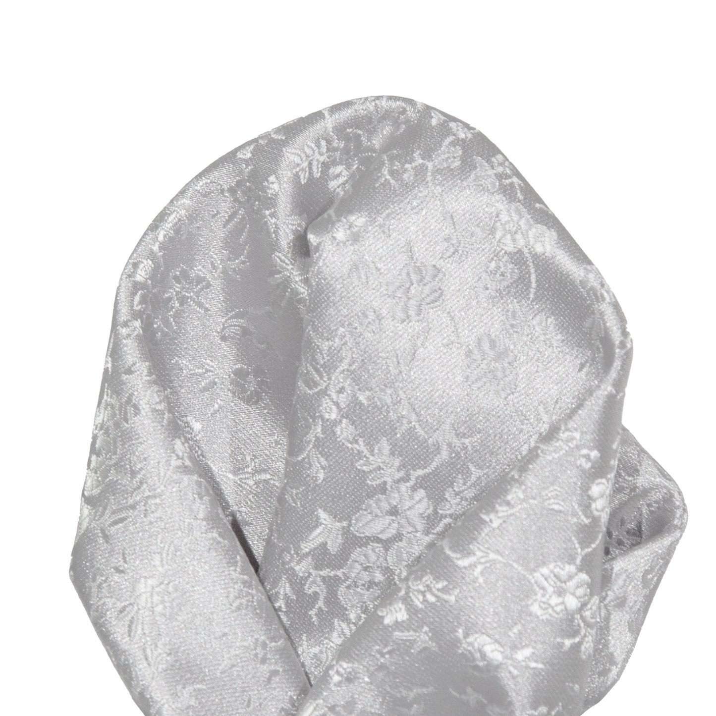 Silver Luxury Weave Floral Pocket Square