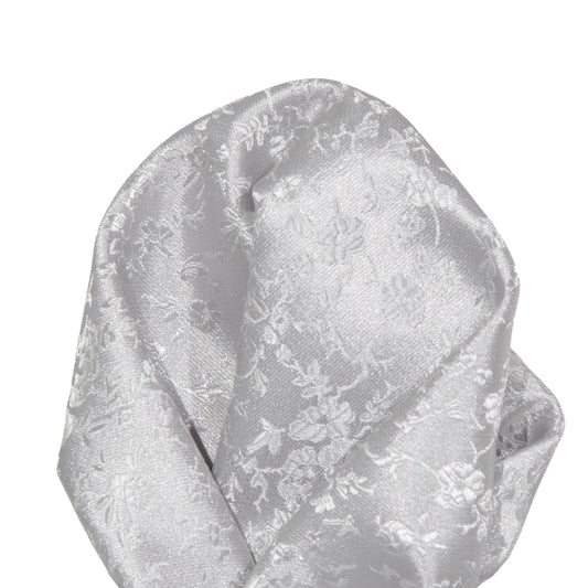 Silver Luxury Weave Floral Pocket Square