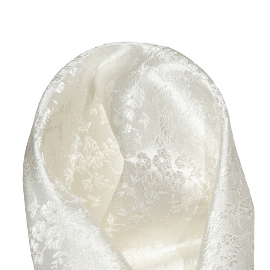 Off White Luxury Weave Floral Pocket Square