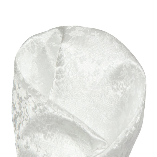 White Luxury Weave Floral Pocket Square
