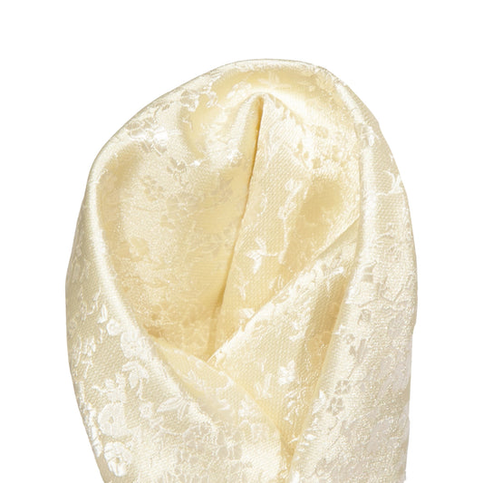 Ivory Luxury Weave Floral Pocket Square