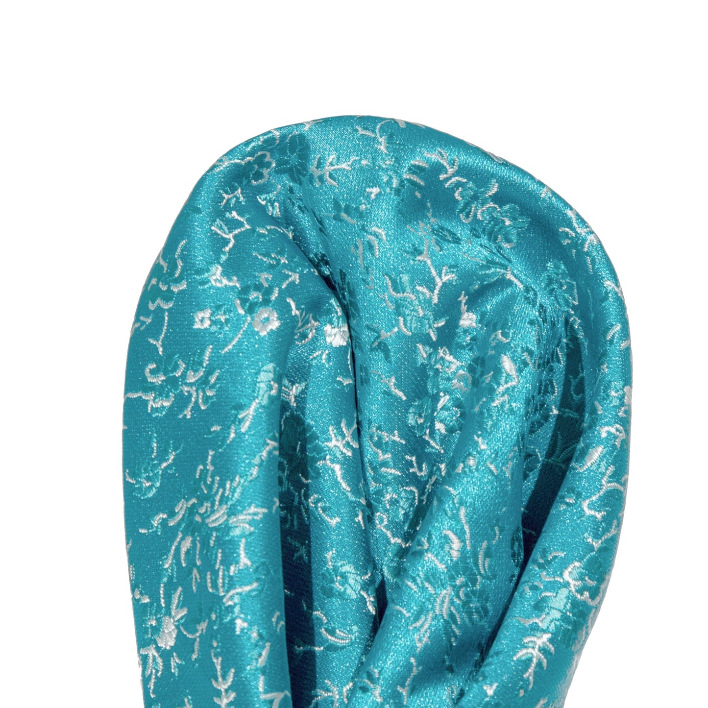 Aqua/Beige Luxury Weave Floral Pocket Square