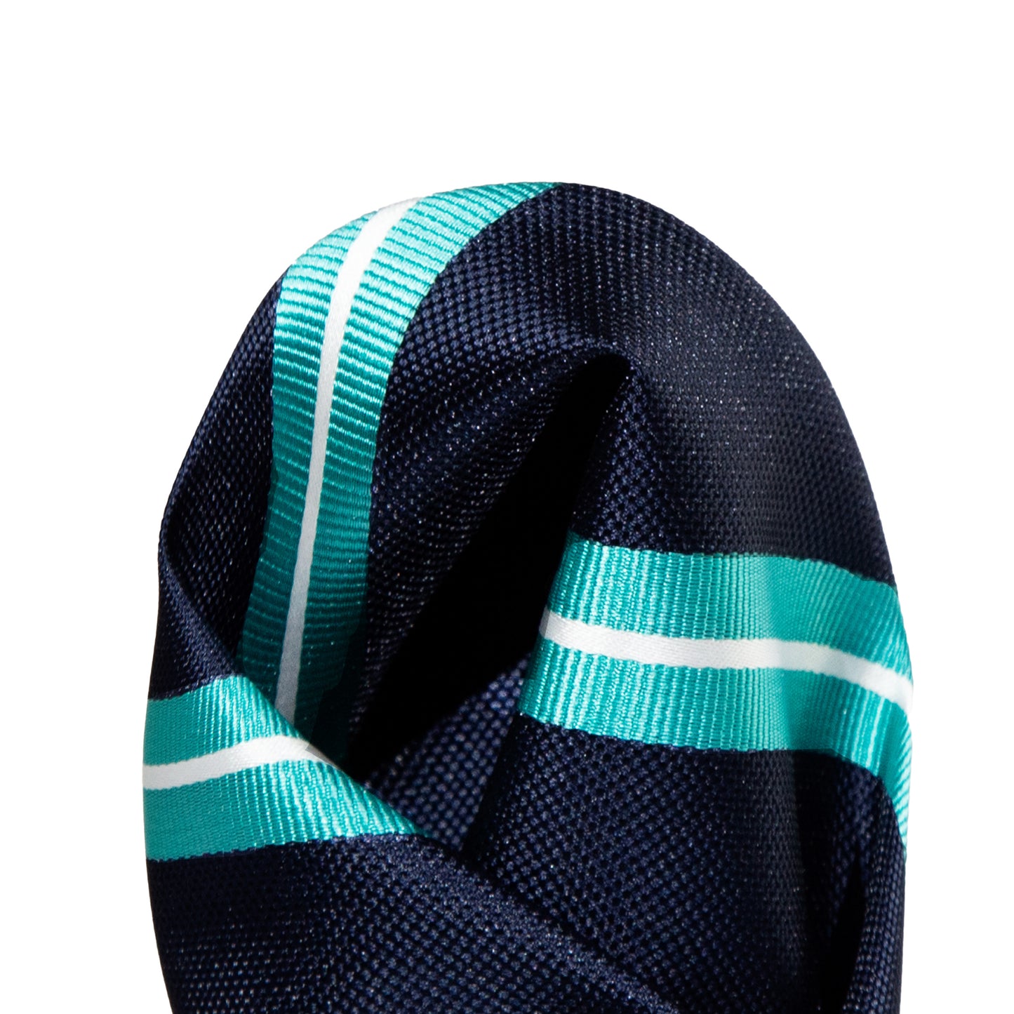 Navy/Aqua/White Regimental Striped Weave Pocket Square
