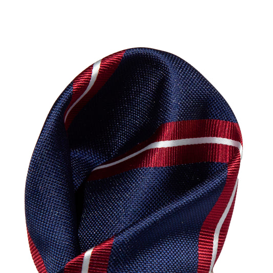Navy/Burg/White Regimental Striped Weave Pocket Square