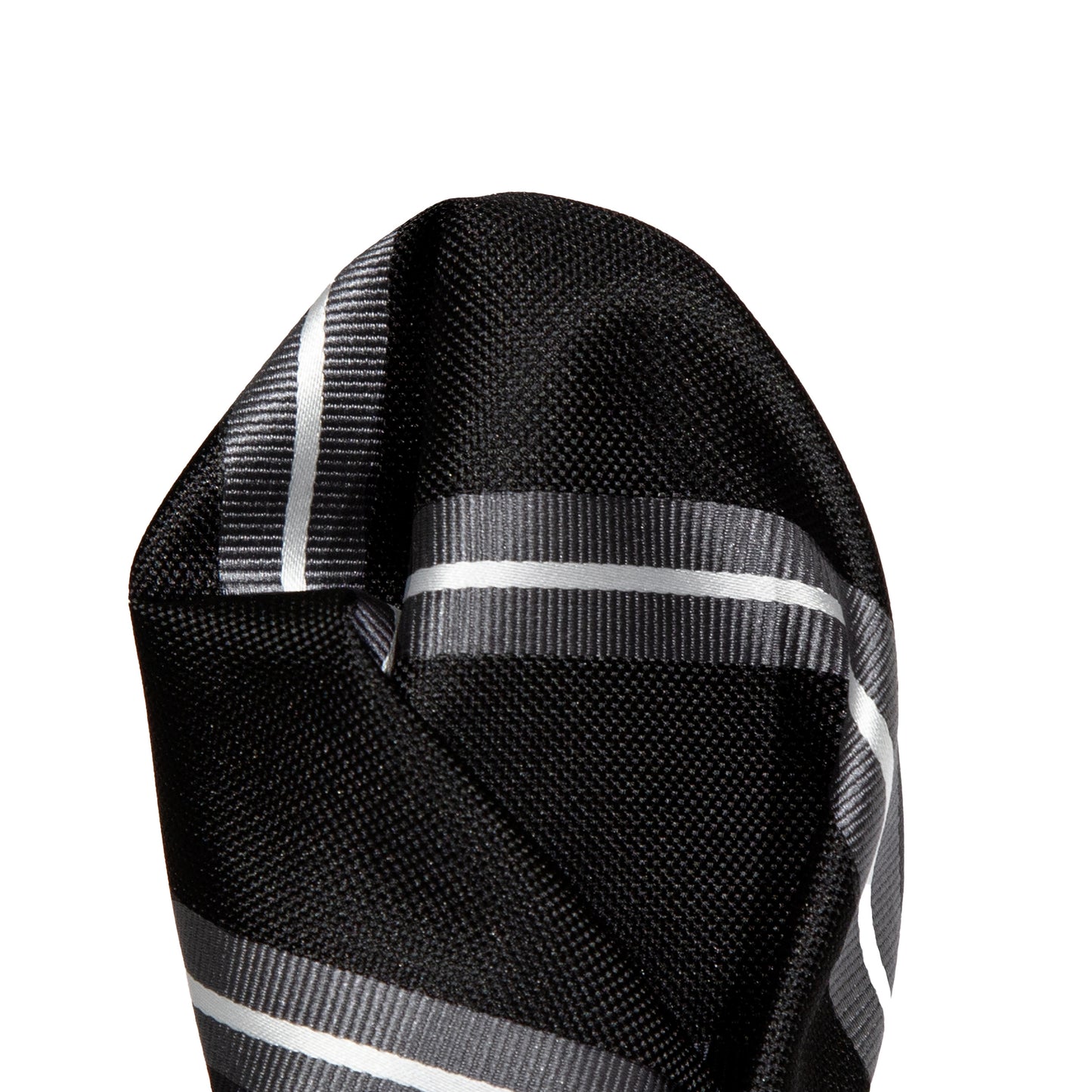 Black/Char/White Regimental Striped Weave Pocket Square