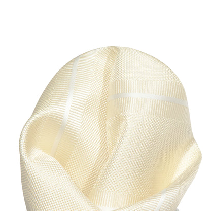 Ivory/White Regimental Striped Weave Pocket Square