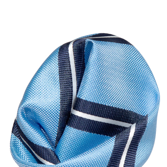 Sky/Navy/White Regimental Striped Weave Pocket Square