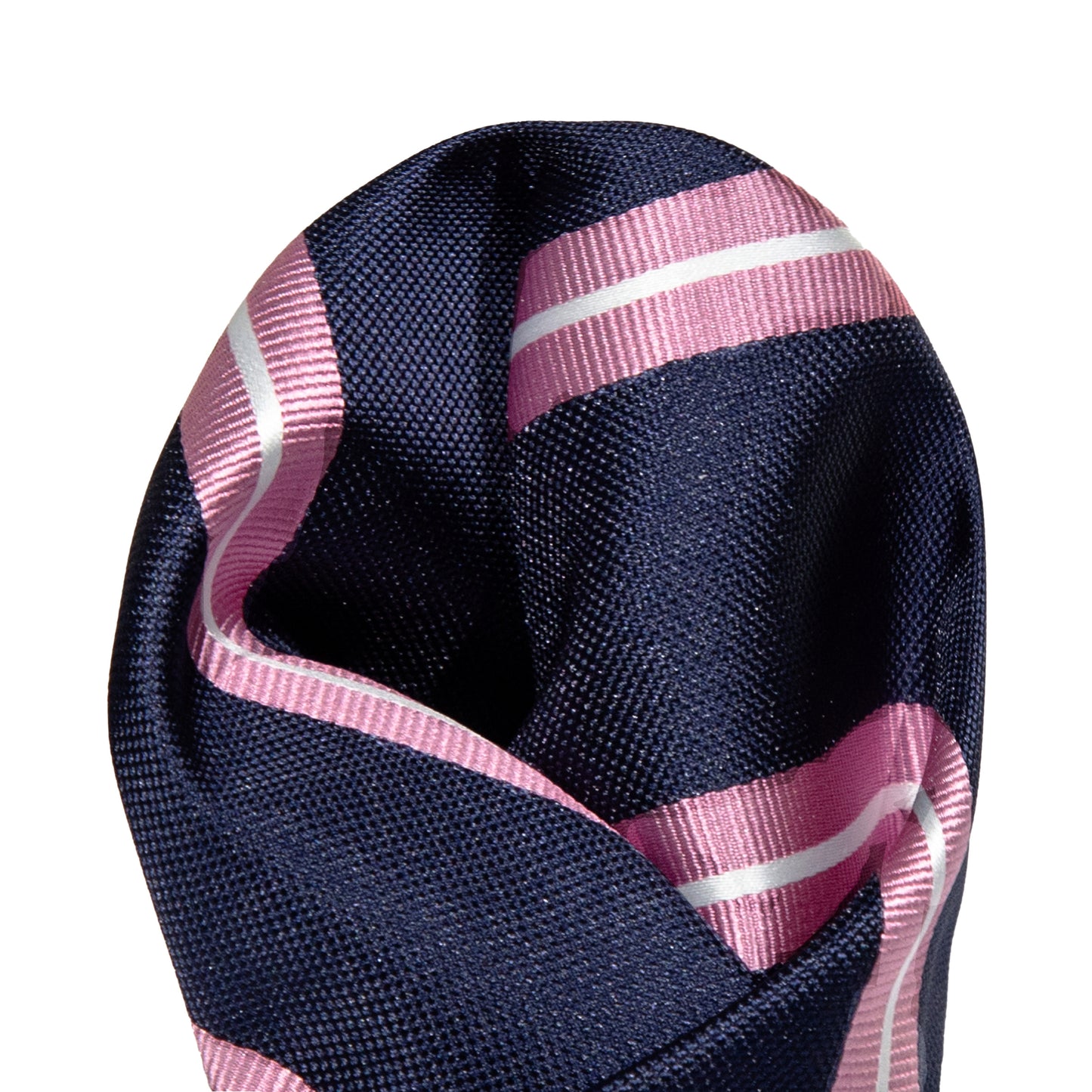 Navy/Pink/White Regimental Striped Weave Pocket Square